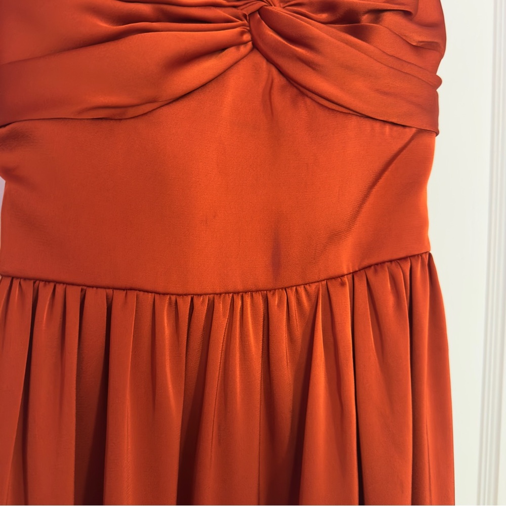 AZAZIE ZEYA — Paprika A-Line Pleated Stretch Satin Dress - Picture 6 of 14